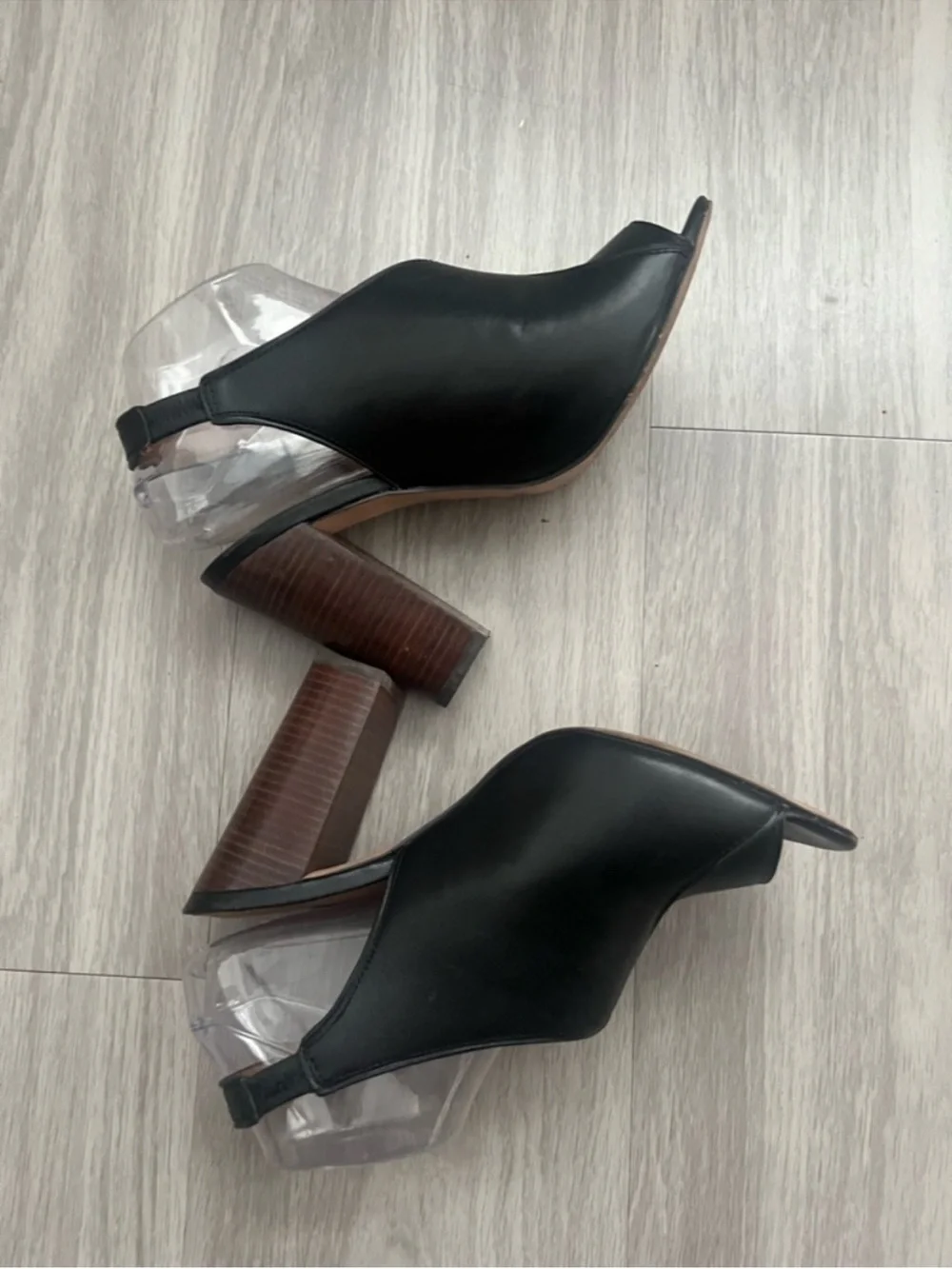 Coach Black Leather Horsebit Peep Toe Block Heel Slingback Sandals Women’s 9.5